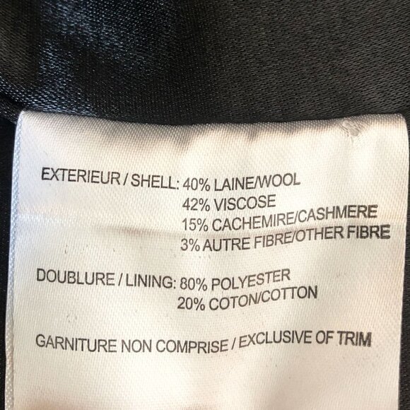 Mona Lisa Fen-Nelli Black Wool Coat: Winter Chic with Faux Fur Hood and Scarf - Picture 6 of 7